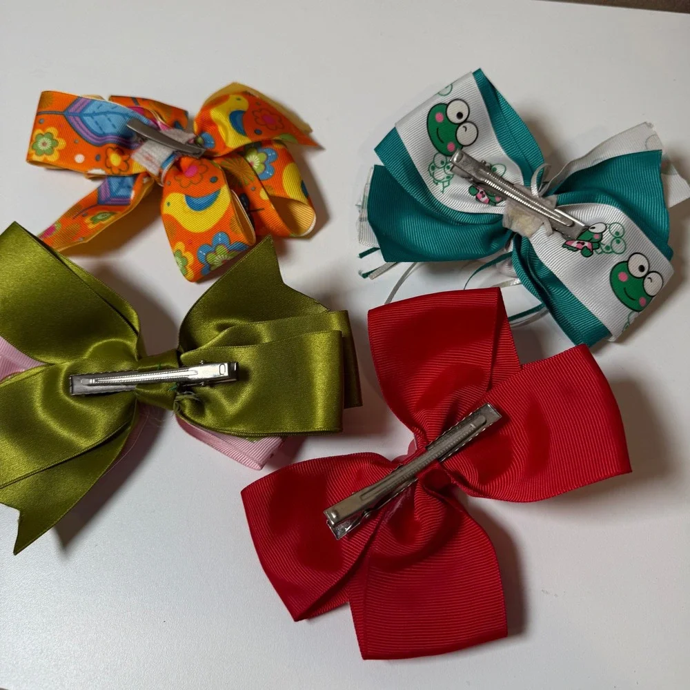 Kids Hair Bows Set 4 Piece Cute Butterfly Ladybug Heart‎ Theme Accessories